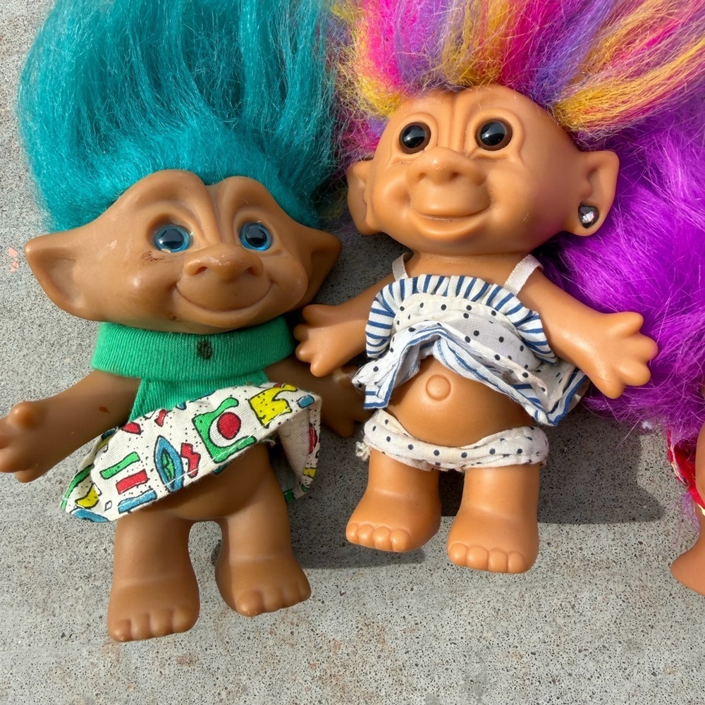 Vintage trolls lot of 3 rainbow stones blue - Picture 2 of 7